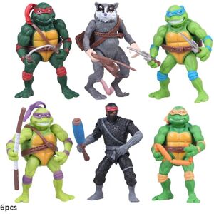 6 stk Teenage Mutant Ninja Turtles Action Figurer Ornament Samlerobjekt Dukker Legetøj Sæt Hjem Skrivebordsdekoration G