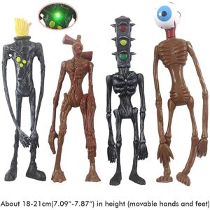 4 STK Sirene Head Toys Action Figur med lys, skræmmende drenge legetøj,