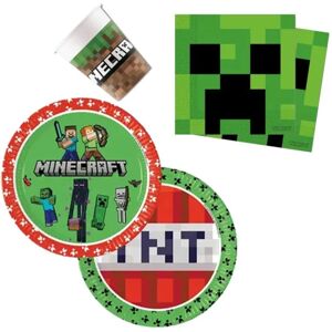 3-pakke Minecraft Festpakke Party 8 personer Multicolor