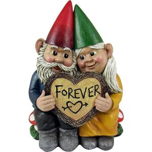 World of Wonders Gnome & Forever - Yndigt håndmalet nissepar forelsket i hjerteformet evigt træskive indendørs udendørs figur Cute Romant