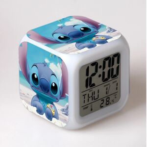 Lille størrelse 3 tommer 8 cm, Stitch Alarm Clock, Anime, LED digitale vækkeure til baby, Rich a