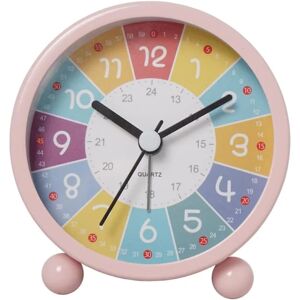 Pædagogisk vækkeur til børn Læringstid, stille og ikke-tikkende dekorativt ur til klasseværelser eller soveværelser Pink