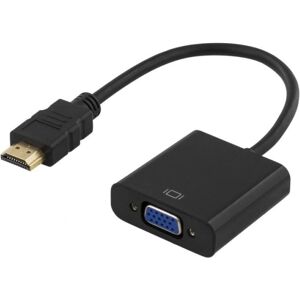 Deltaco HDMI til VGA adapter, 19-pin han - 15-pin hun, 0.2m, sor