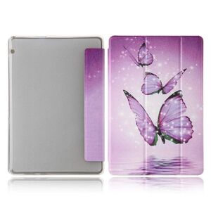 Generic Huawei MediaPad T5 tri-fold mønster læder flip etui - lille somm Purple