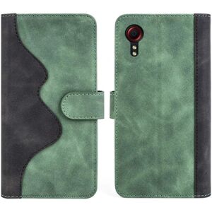 Generic To Farvet Læder Flip Etui til Samsung Galaxy Xcover 5 - Grøn Green