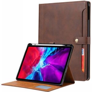 Generic iPad Pro 12.9 (2021) wallet design leather flip case with pen sl Brown