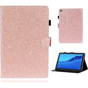 Generic Huawei Mediapad M5 Lite Glitter Shiny Læder Flip Etui - Rødguld Pink