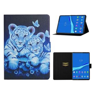 Generic Lenovo Tab M10 FHD Plus Vibrant Mønster Læder Flip Etui - Tiger White