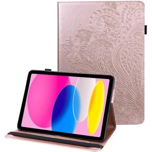 MTK Til iPad 10.9 (2022) Tabletetui Cover Blomsterprægning - Rose Go Pink gold