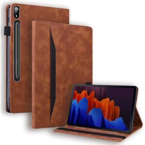 SKALO Samsung Tab S7/S8 PU-læder pungetui med rum til penne - Br Brown