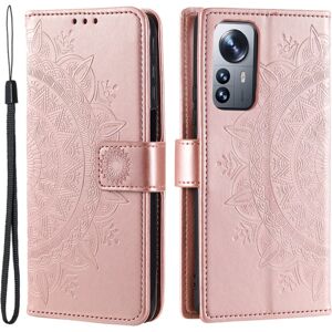 SKALO Xiaomi 12 Pro Mandala Flip Cover - Rosa guld Pink gold