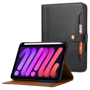 SKALO iPad 10.9 (2022) PU-læder pungetui med rum til penne - Sor Black