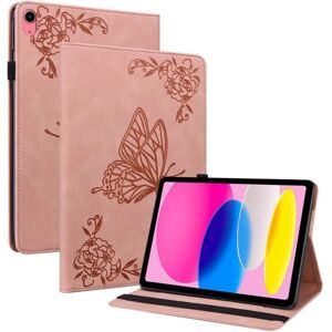 A-One Brand iPad 10.9 (2022) Cover Butterfly Flower Imprinted - Pink