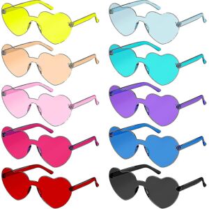 Hjertebriller 10 stk. Hjertesolbriller uden indfatning Kærlighed Hjerteformede briller Transparente farvede hjertebriller Multipack Fashion Funky Eyewear Fo Y