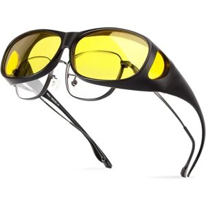 GeekAtmosphere 2 pakke, polariserede natbriller (natsynslinse), antirefleks UV 400 beskyttelse til mænd og kvinder, vikle polariserede briller til kørsel, fiskeri,