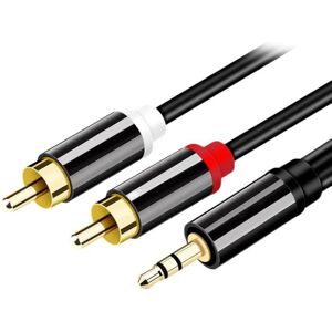 Rca-kabel 2rca til 3,5 mm jack hun Aux-lydkabel Stereo Splitter Adapter