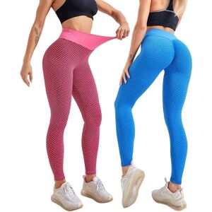 Tiktok Hot Scrunch joggingbukser High Waist Cellular Leggings yz Blue M