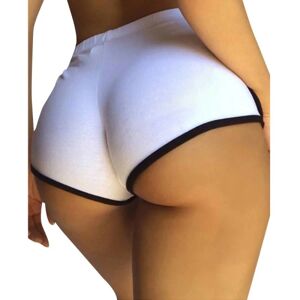 Xatilo Kvinder trykte højtaljede yogashorts Sport Fitness Hot Pants White,S