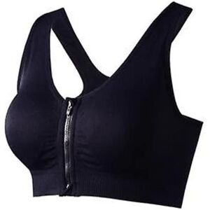 Dame-sports-bh med lynlås foran Trådløs postkirurgisk bh Active Yoga Sports-bh - Perfet Black XXL