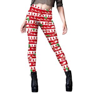 Kvinders juleleggings Højtaljede træningsbukser Tummy Control Santa Claus Print Gym Legging Tights