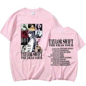 YIXI Kvinder Mænd Taylor Swift The Eras Tour Printede T-shirt Kortærmede Toppe Gaver Pink M