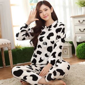 JBK Vinterpyjamas Dame Coral Fleece Pyjamas Dame Pyjamas Pyjamas Set-Cow L