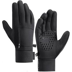 Mænd Vinter Vandtætte Handsker Touchscreen Pocket Anti-Slip Fleece Termiske Sport Handsker black Medium