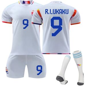 Goodies Qatar 2022 VM Belgien R Lukaku #9 Trøje Herre fodbold T-shirts Trøjesæt Børn Unge Adult XL（180-190cm）