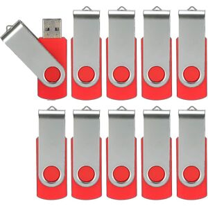 10 Pack Usb Flash Drives Usb 2.0 Thumb Drive Bulk Pack Drejelig Memory Stick Fold Opbevaring Jump Drive Zip Drive 10 Pack Red 8GB