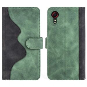 Generic To Farvet Læder Flip Etui til Samsung Galaxy Xcover 5 - Grøn Green