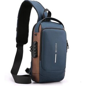 Usb Charging Sport Sling Bag Anti-tyveri Brysttaske til mænd med adgangskodelås (blå) Blue