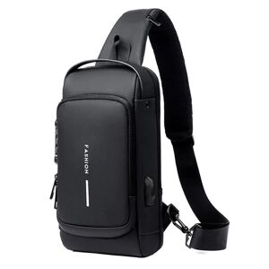 Usb Charging Sports Sling Bag Han Anti-tyveri Brysttaske Med Adgangskodelås (Sort) Black