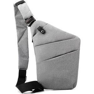 DAO Slyngetaske, Letvægts Crossbody Skuldertaske Brysttasker Daypack, One Strap Anti-tyveri Sling Bag Til Kvinder Mænd DB grey left shoulder