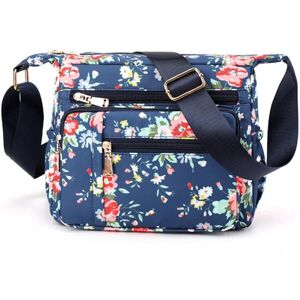 Crossbody-tasker til kvinder Stor multi-lomme afslappet rejsetaske Messenger-tasker til shopping Vandreture Daglig brug (roseblomst)