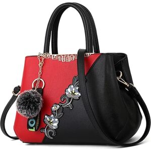 Kvinder Top-Handle Bag Skuldertaske Pom Pom Dekoration Dame Tote Bag Messenger Bag Rejse Vandtæt PU læder (Rød A+ Pom Pom Decoration)