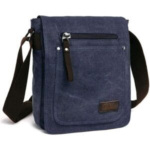 Retro lille lærredsmappe til mænd Casual Cross Body Messenger Skuldertaske Everyday Satchel Tasker Laptoptaske, blå blue