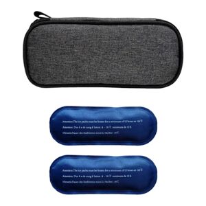 FMYSJ Medicinsk taske, mini-isoleret pakke med 2 små ispose, med håndtag, praktisk Hold cool bæretaske køletaske, (FMY) grey 21cmx10cmx5cm