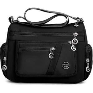 Vandtæt nylon crossbody håndtaske med enkelt skulder Black