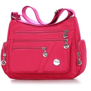 Vandtæt nylon crossbody håndtaske med enkelt skulder Rose red