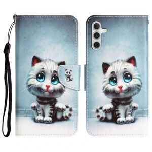 Generic Wonderland Samsung Galaxy A14 Flip Etui - Blå Øjne Kat Blue