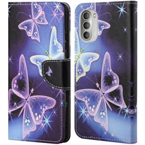 Generic Wonderland Motorola Moto G51 5G Flip Etui - Sparkling Sommerfugl Purple