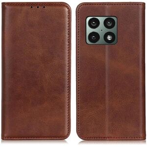 Generic Flip Etui med Pung i ægte Læder til OnePlus 10 Pro - Kaffe Brown