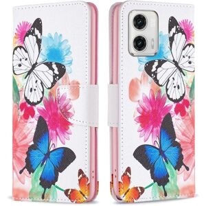 Generic Wonderland Motorola Moto G73 Flip Etui - To Sommerfugle Multicolor