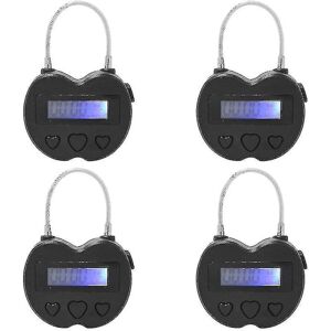 4x Smart Time Lock LCD-skærm Time Lock Multifunktion Travel Electronic Timer, USB Genopladelig Midlertidig Timer Hængelås