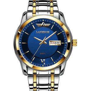 Ultratynd herre kvartsur kalender vandtæt armbåndsur herre Men's l622 blue bottom golden edge