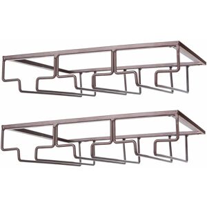 Vinglasstativ - Underskab Stenware Vinglasholder Briller Opbevaringsbøjle 2 Pack Metal Organizer til Bar Køkken Brun