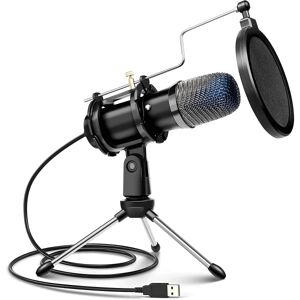 AUGRO Gamingmikrofon til PC Desktop med stativ og popfilter