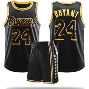 #24 Kobe Bryant Basketball Jerseysæt Lakers Uniform til børn, voksne - sort - 26 (140-150CM)