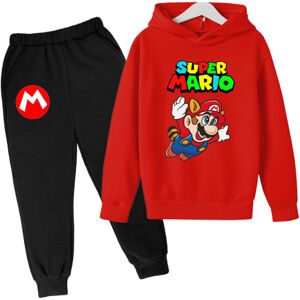 Drenge Piger Super Mario Hættetrøjer Træningsdragter Toppe+Sweatbuks Sæt Z X red 140cm