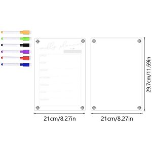 1 sæt Weekly Planner Whiteboard Gennemsigtig skrivetavle Akryl Magnetisk Weekly Planner BoardAssorte Assorted Color 29.7X21X0.2CM